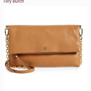 Excellent condition fold over Tory Burch bag camel